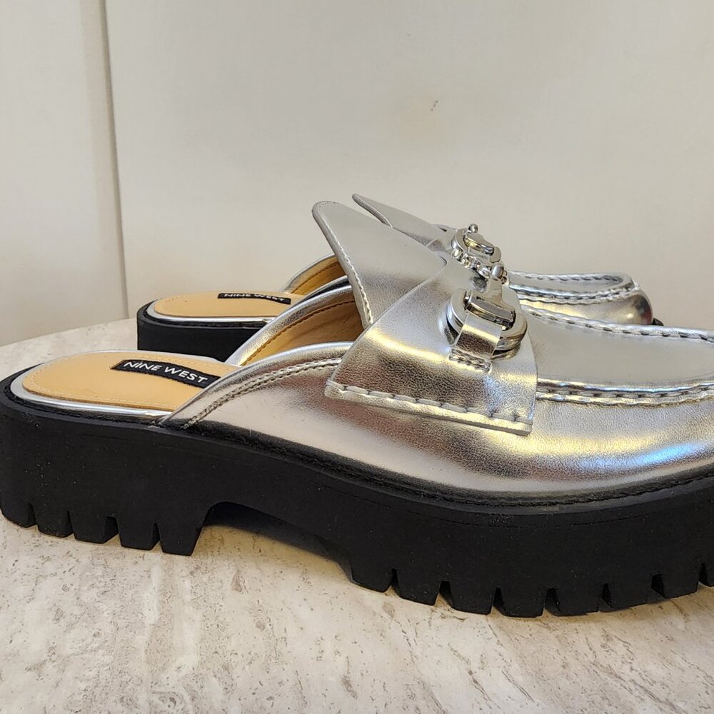 Nine West Womens Duntal Slip- Silver - b046 - Picture 2 of 10